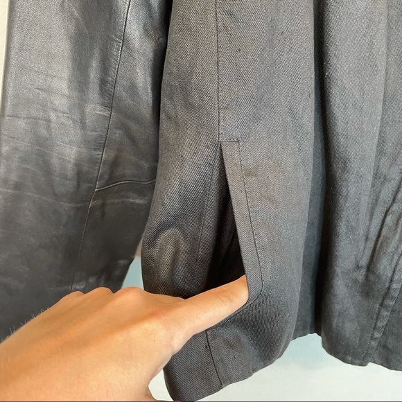 Vince Linen & Lamb Leather Moto Jacket – Black – Size 2 - Picture 13 of 14